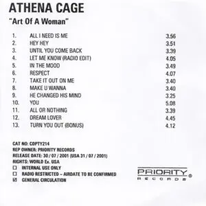 Athena Cage - Art Of a Woman (Unreleased) (Album Promo) (Bonus Track)