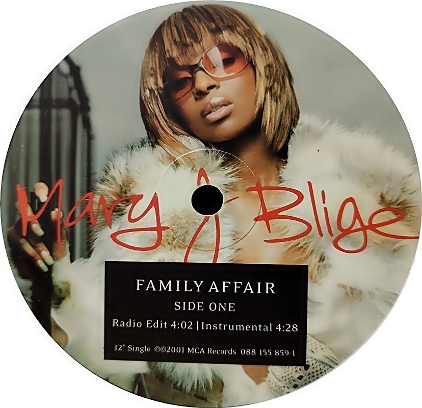 Mary J Blige Family Affair EP Single Three Heads Records   Side One Mary J. Blige Family Affair EP Single 